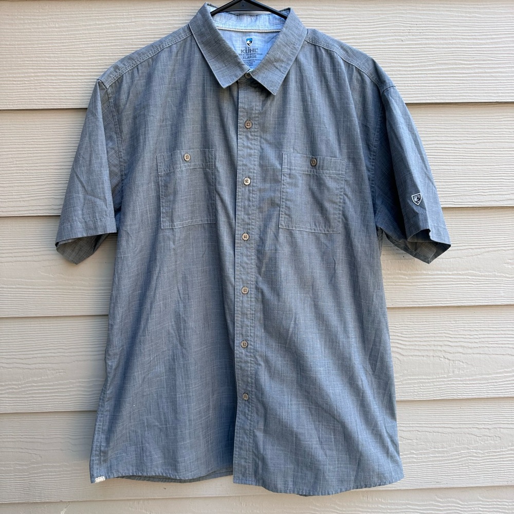Kuhl Mens Karib Short Sleeve Shirt  Grey Button Up Casual Collared Sz XL (A38)